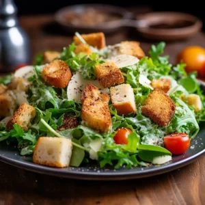 Croutons on a salad