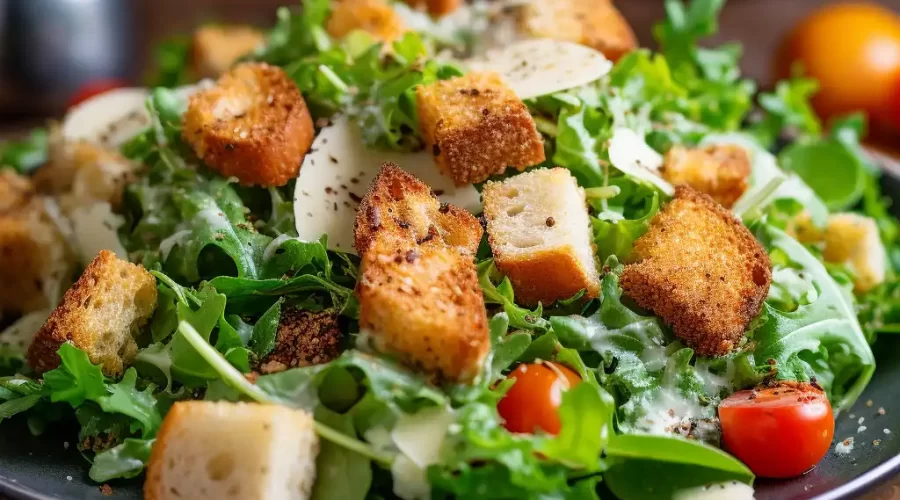 Croutons on a salad